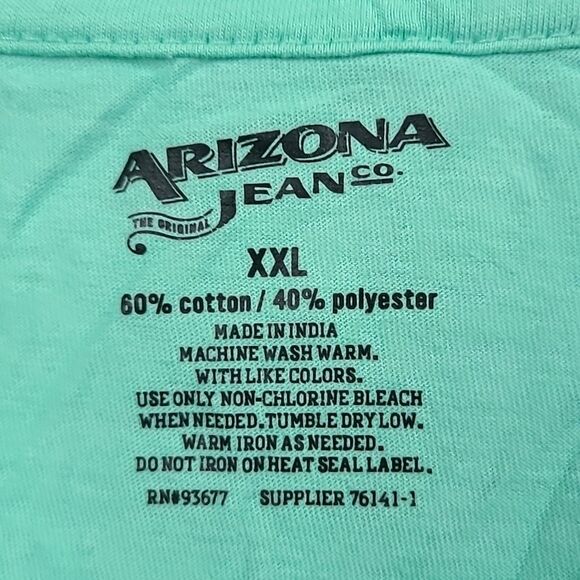Men's Arizona Jeans XXL Casual V-Neck Tee Short Sleeve T-Shirt Green Big & Tall - Picture 3 of 4